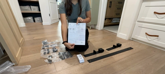 Gabby Showing Instruction Manual for Bifold Barn Door Hardware