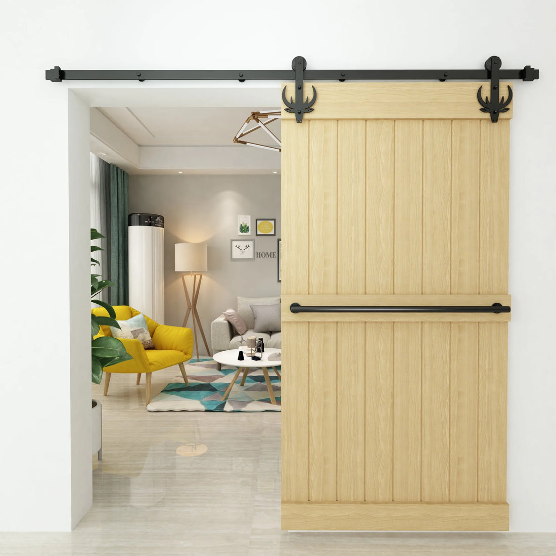 Buck Barn Door Hardware in Living Room