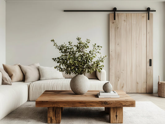 Wood Barn Door in Living Room