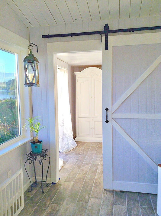 Nautical Barn Door Hardware in Beach Home