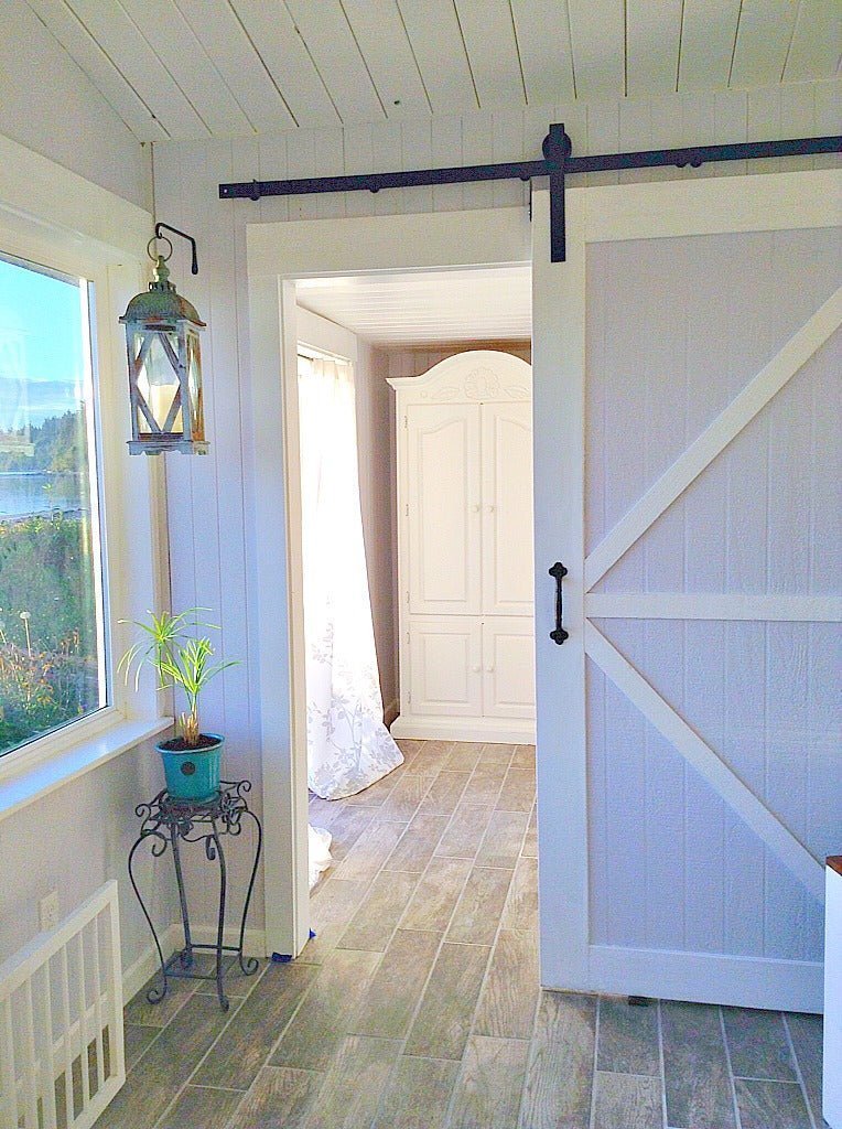 Nautical Barn Door Hardware in Beach Home