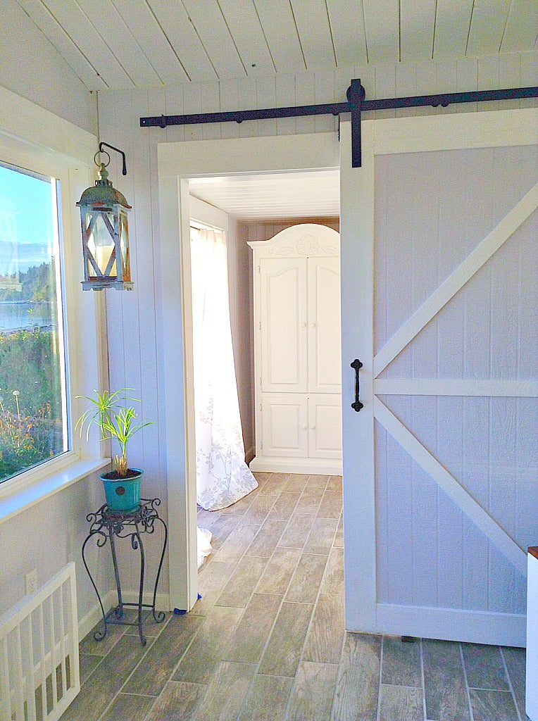 Nautical Barn Door Hardware in Beach Home