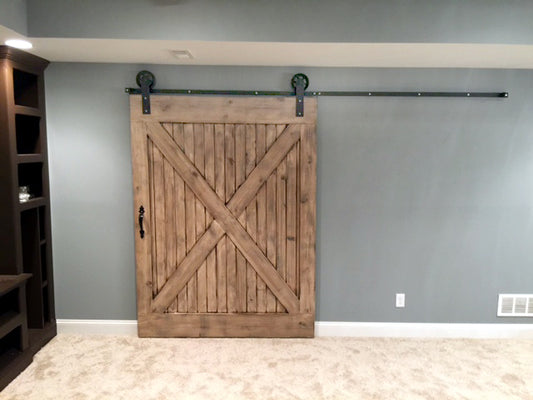 Interior Barn Door in a Basement