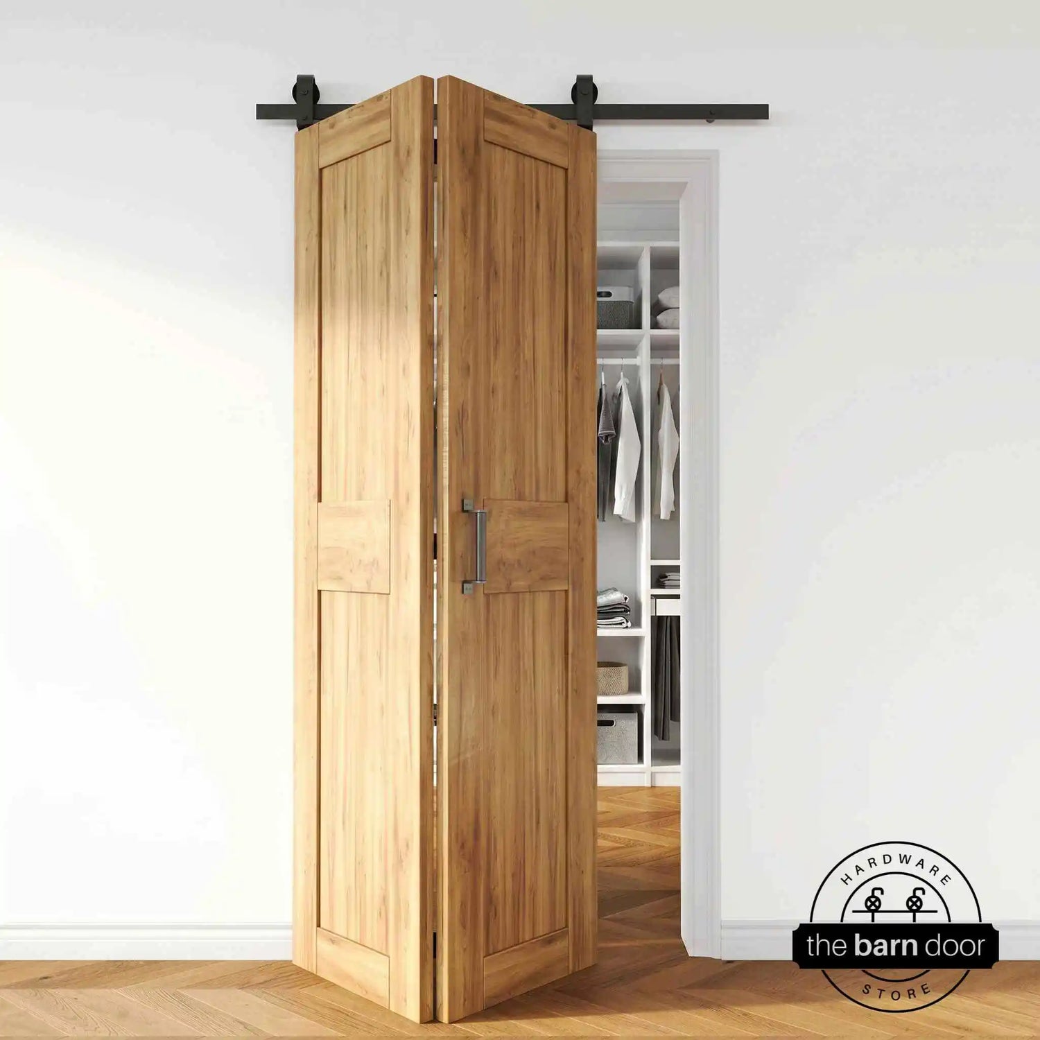 Bifold Barn Door Hardware Kit Top Mount 2 Door Open