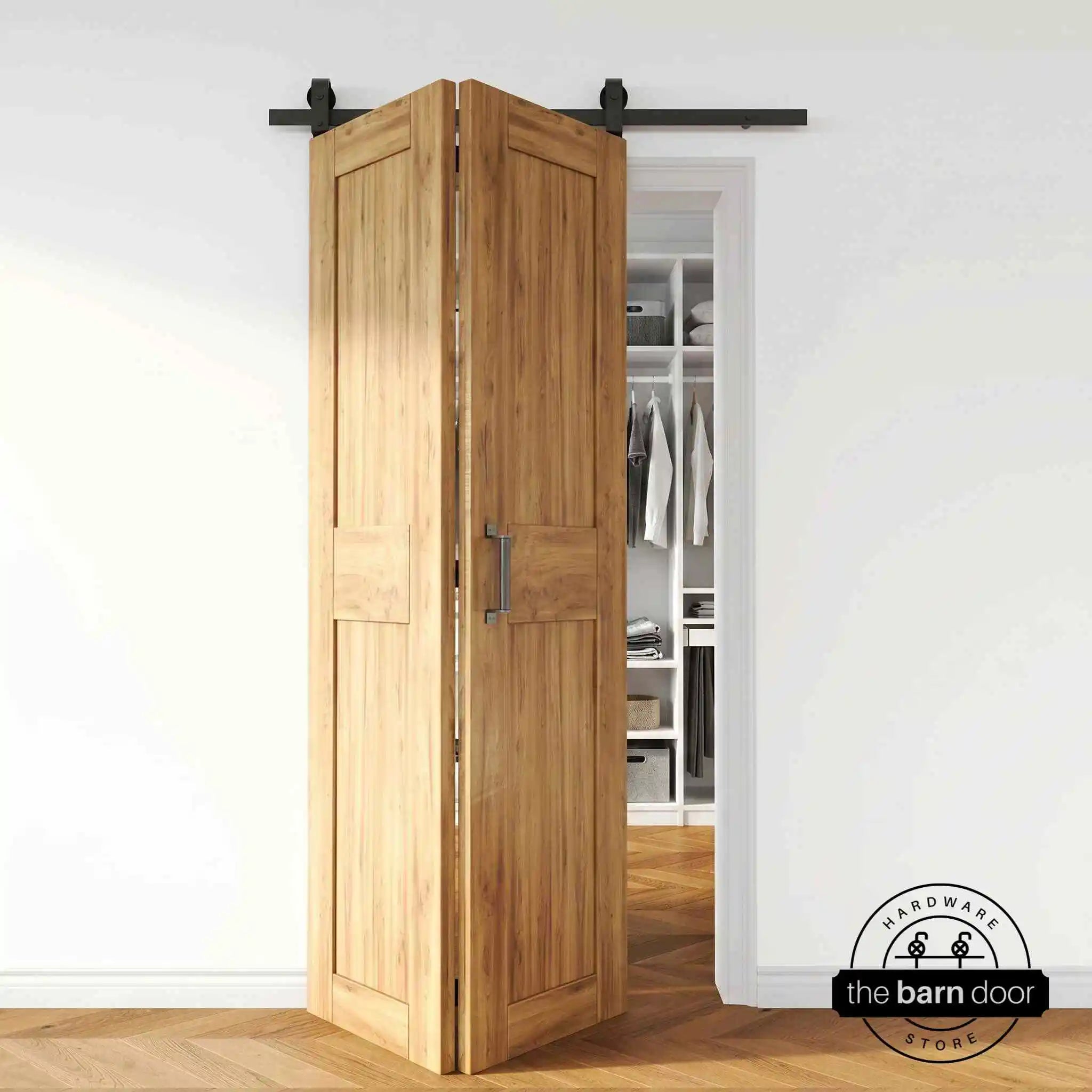 Bifold Barn Door Hardware Kit Top Mount 2 Door Open