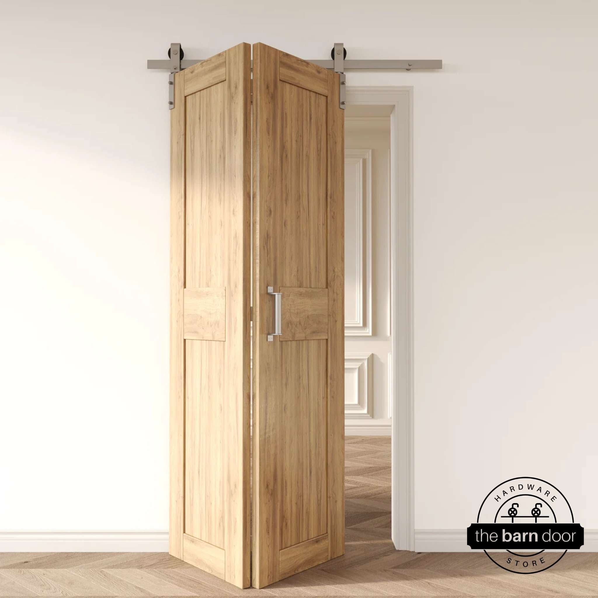 2 Door Front Mount Bifold Barn Door Hardware Brushed Nickel