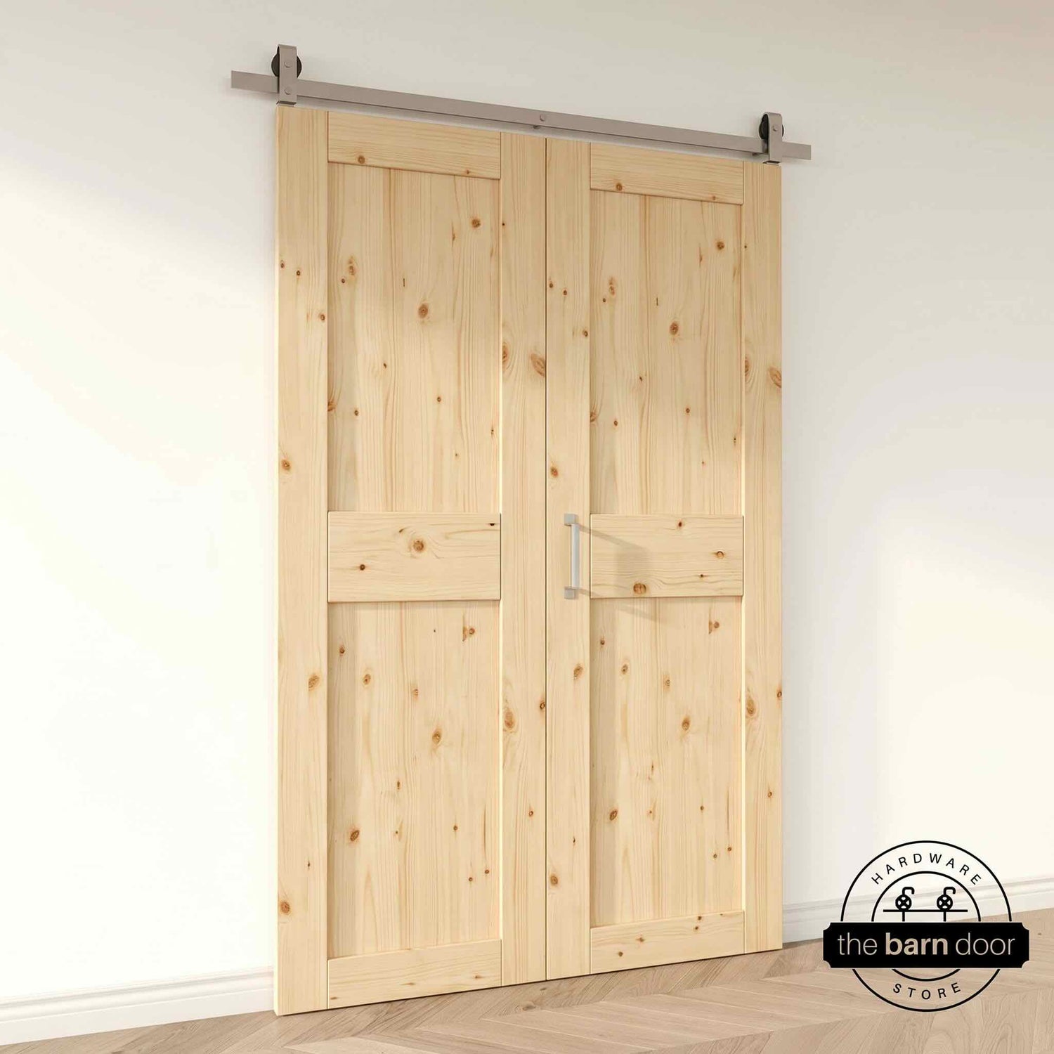 2 Door Top Mount Bifold Barn Door Hardware Brushed Nickel