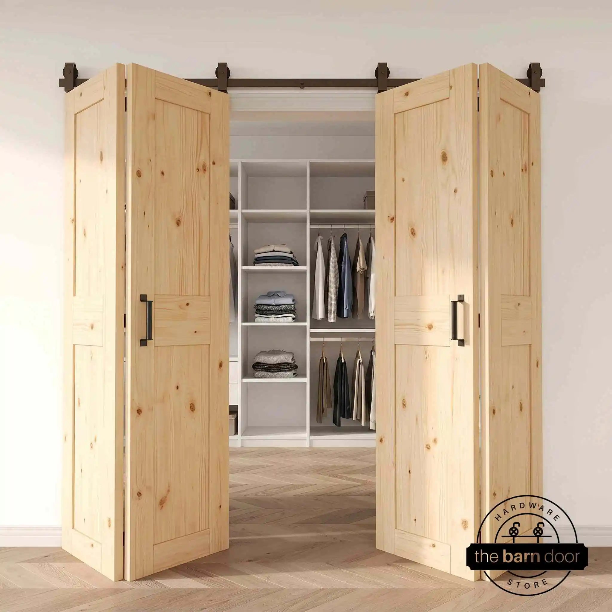 4 Door Bifold Barn Door Hardware Top Mount Open