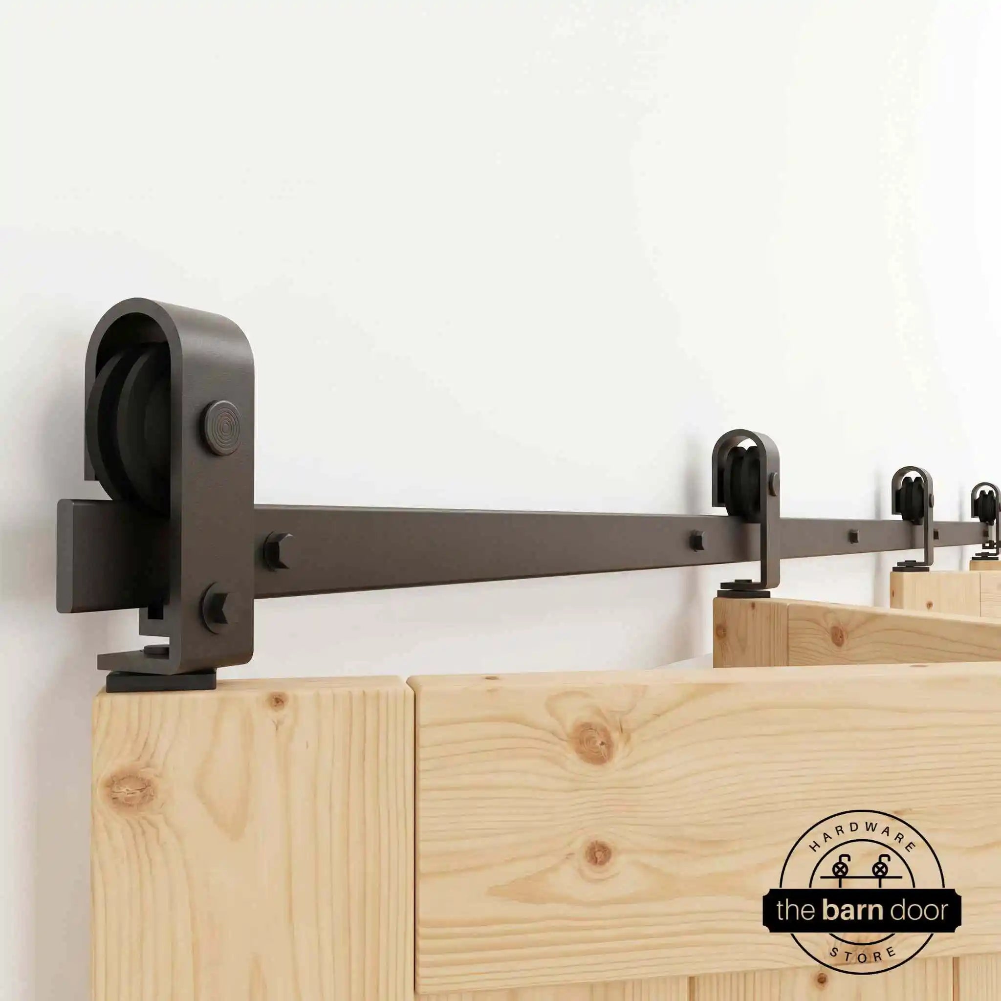 4 Door Bifold Barn Door Hardware Top Mount Close Up Open