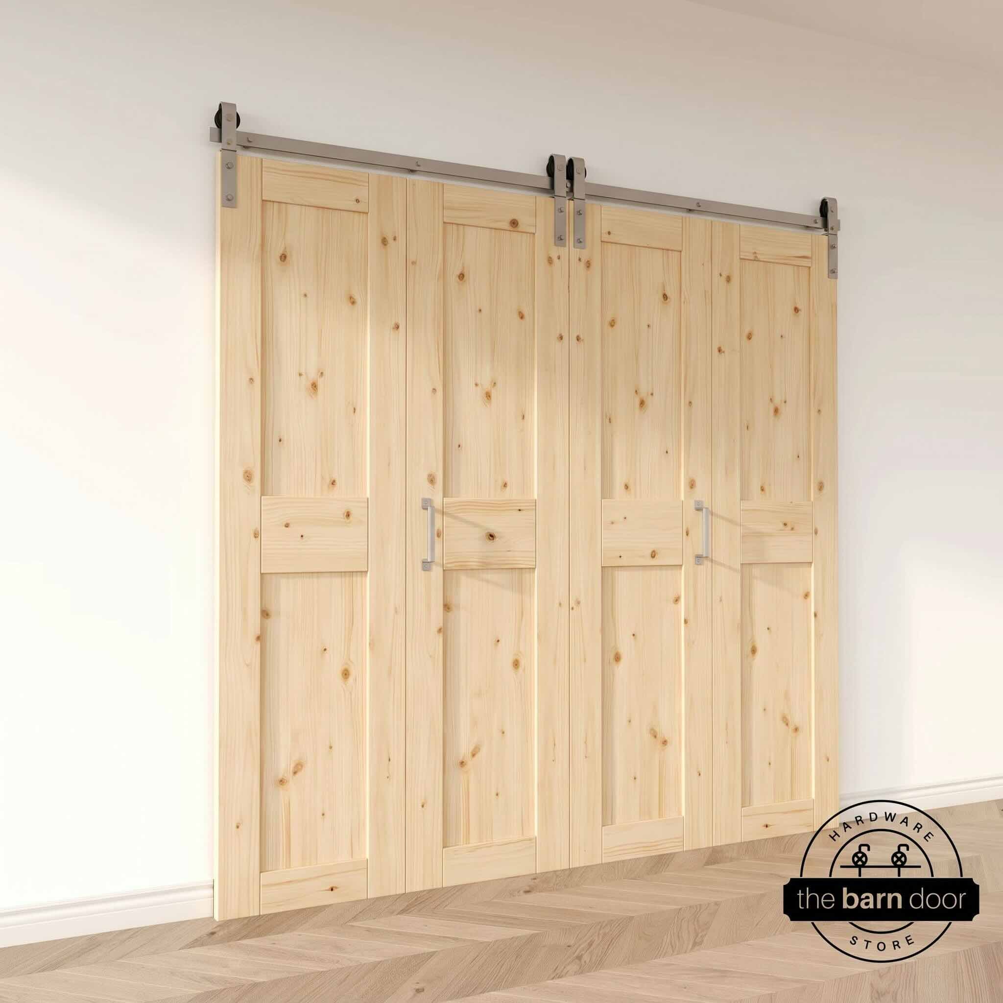 4 Door Front Mount Bifold Barn Door Hardware Brushed Nickel