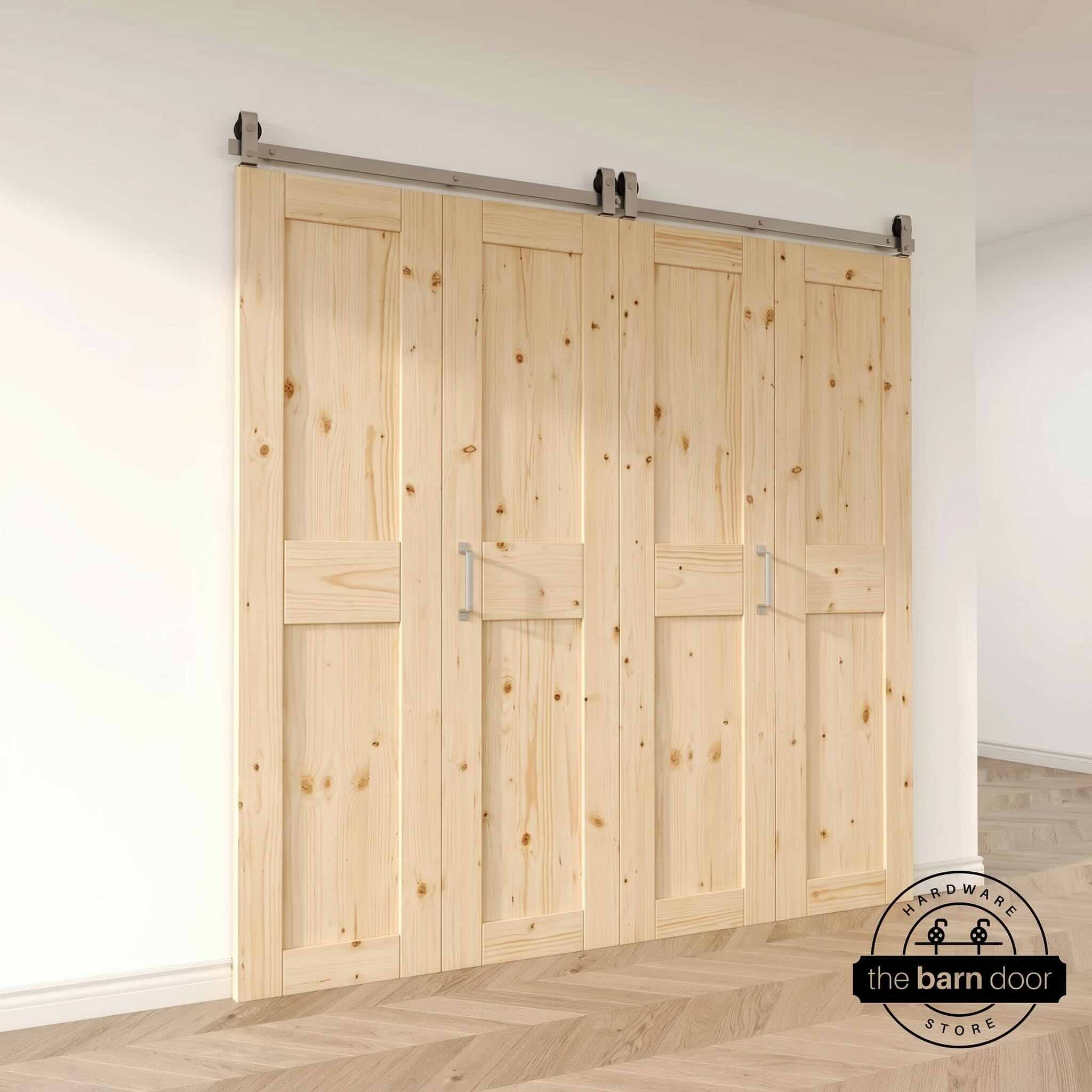 4 Door Top Mount Bifold Barn Door Hardware Brushed Nickel