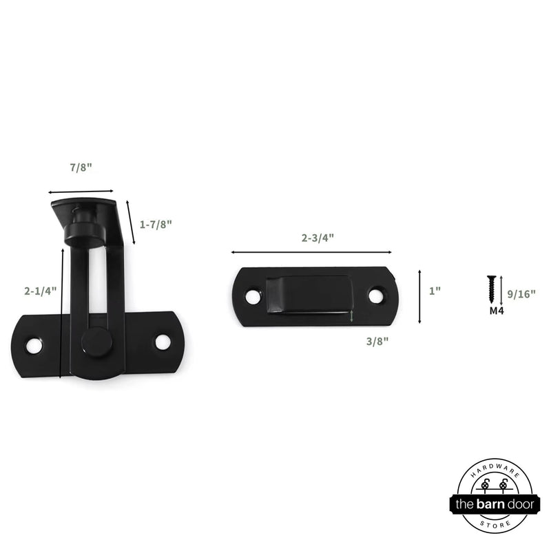 Black 90 degree latch with dimensions