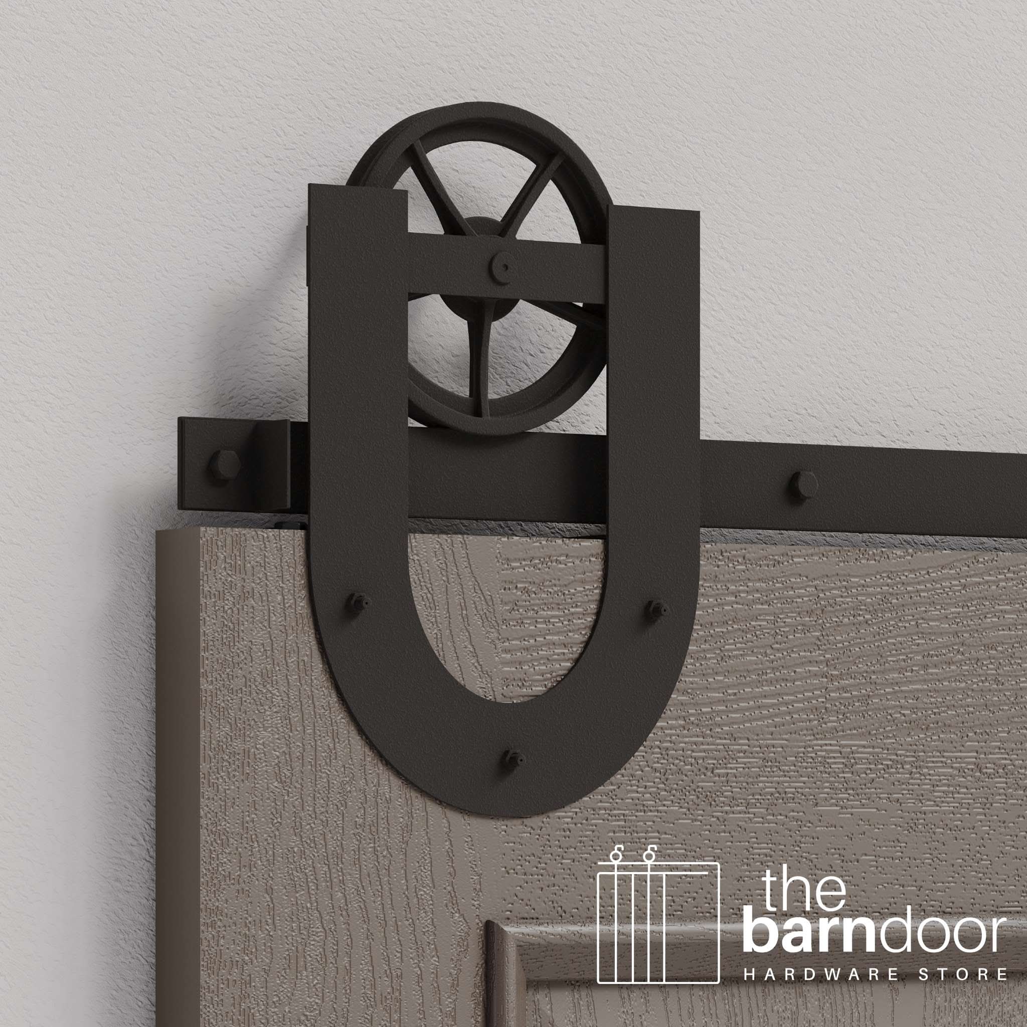 Arch Bronze Horseshoe Wagon Wheel Heavy Duty Single Track Barn Door Hardware