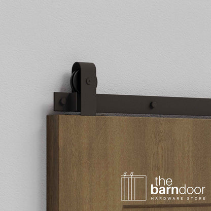 Arch Bronze J Top Mount Single Track Barn Door Hardware