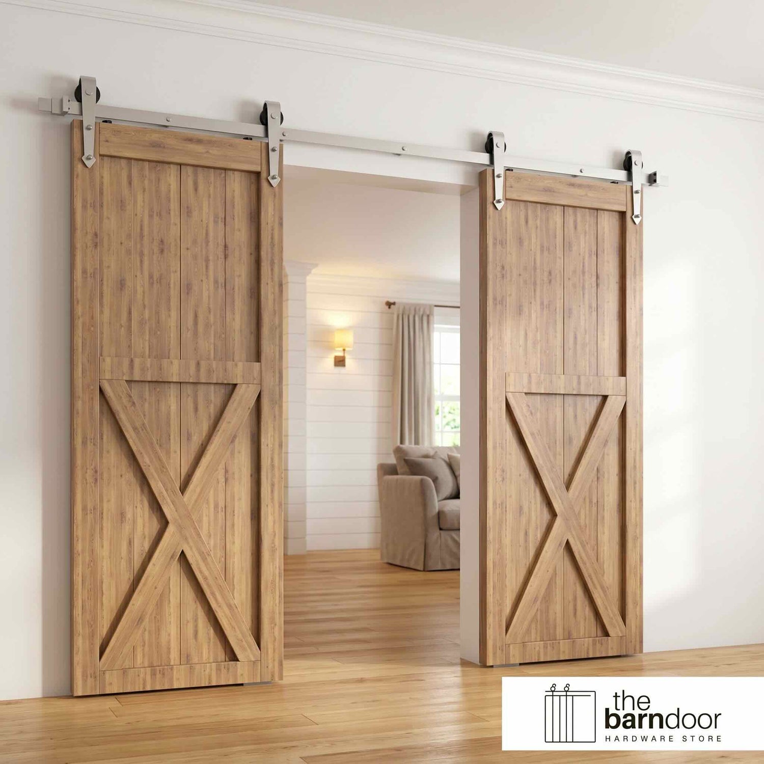 Arrow Brushed Nickel Barn Door Hardware Kit