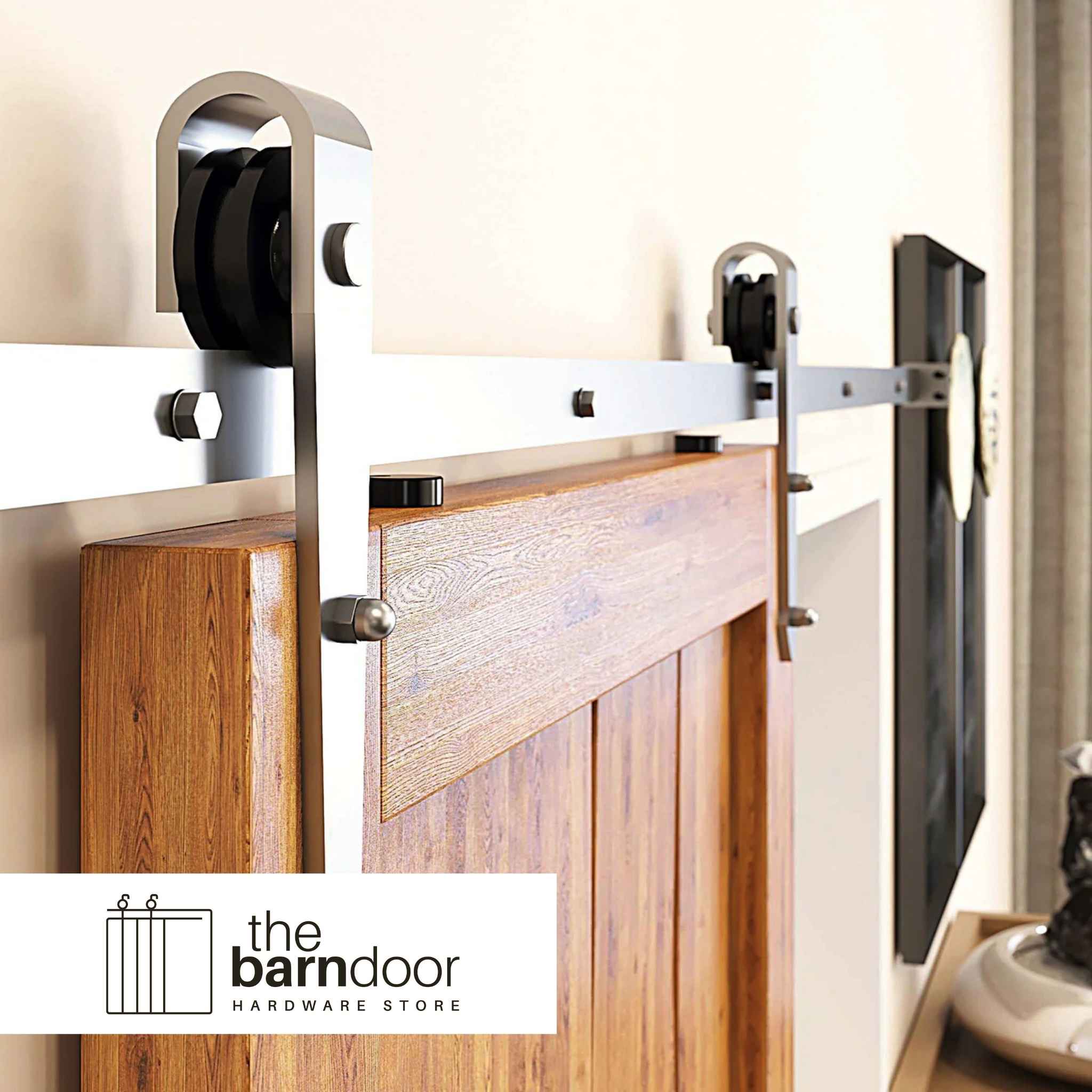 Arrow Brushed Nickel Barn Door Hardware Kit