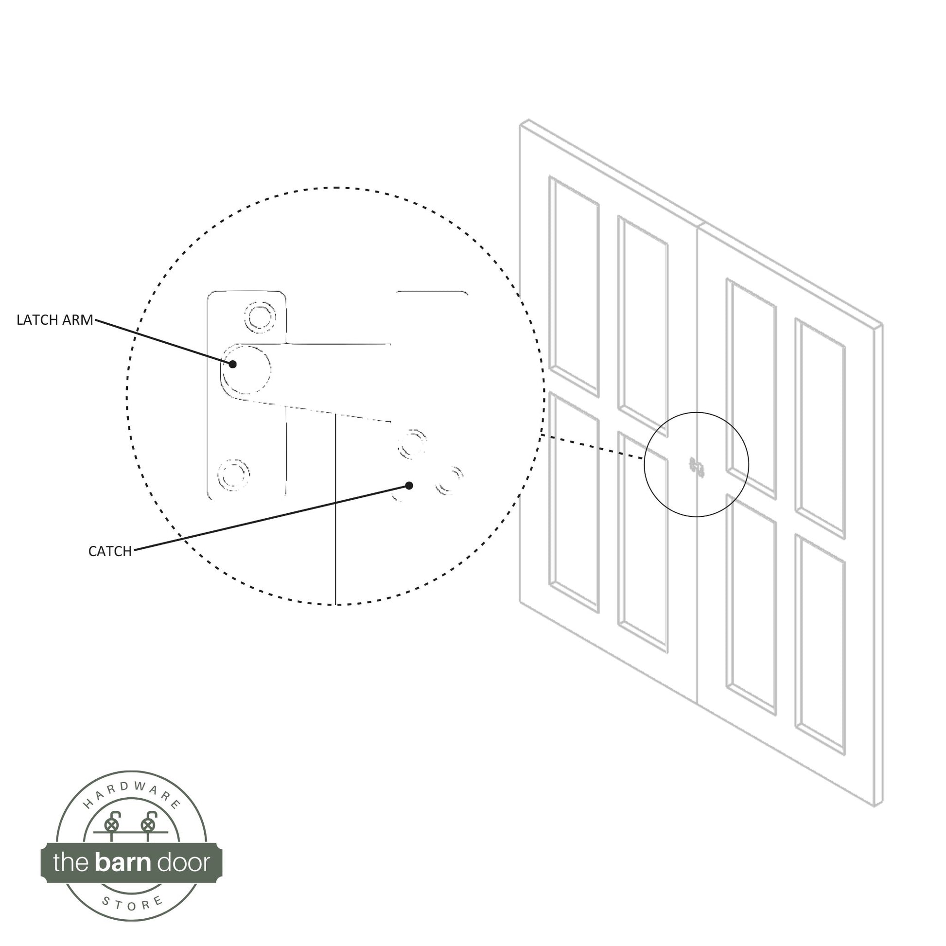 Biparting Privacy Latch for Barn Doors Install on Doors