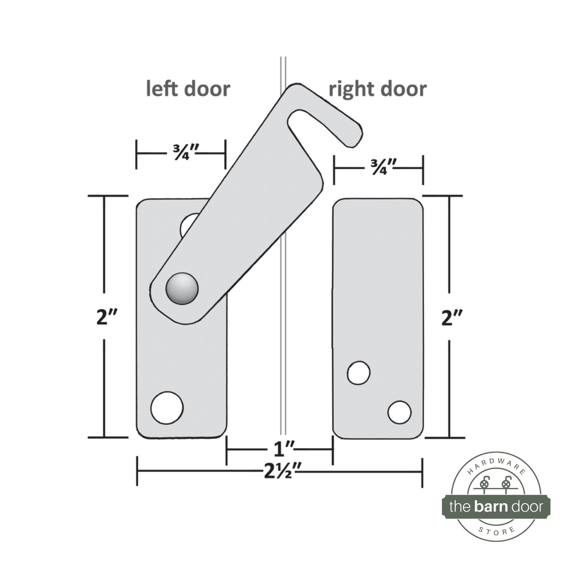 Biparting Privacy Latch for Barn Doors Dimensions by TBDHS