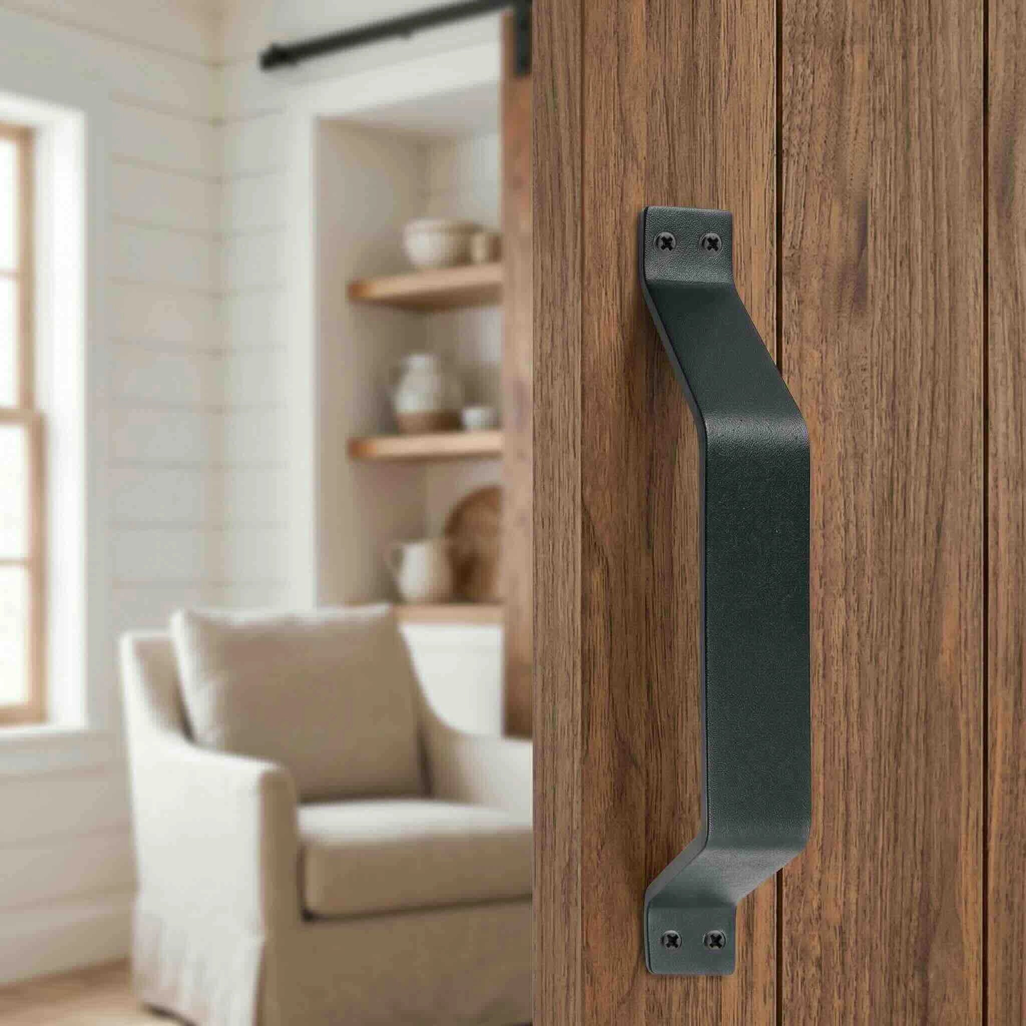 8" Modern Black Barn Door Handle