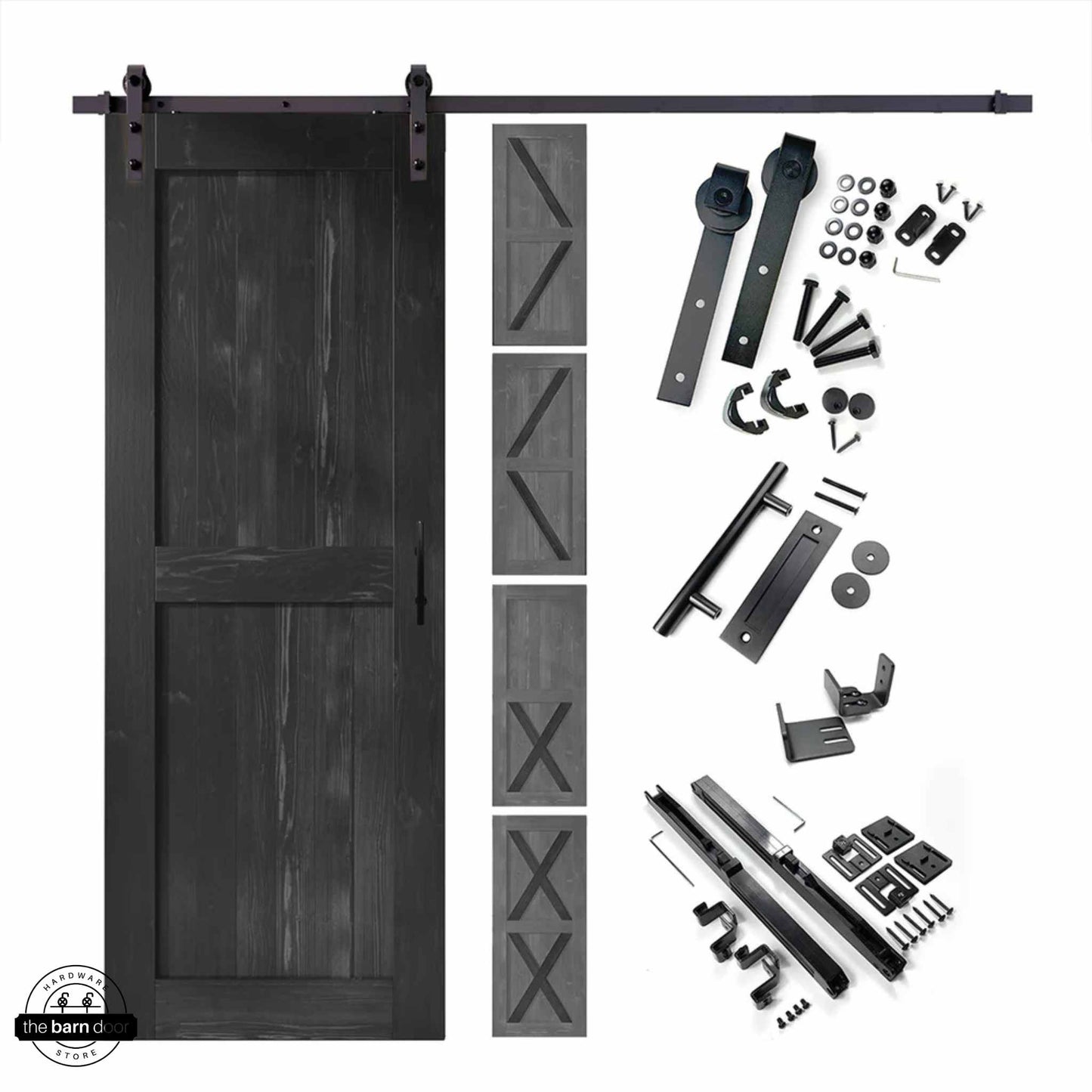 Black Barn Door with Classic Single Track Barn Door Kit by TBDHS