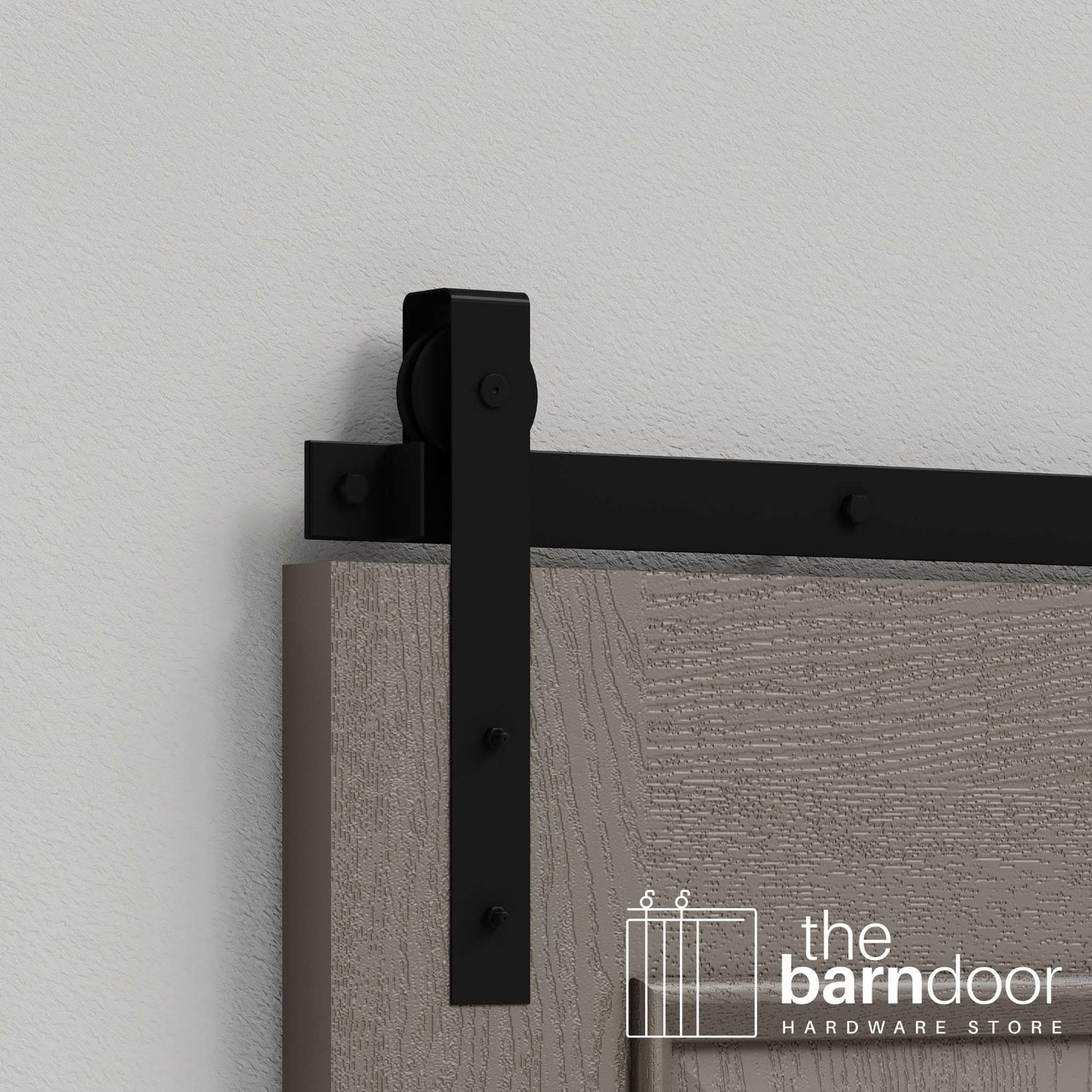 Black Flat Top Strap Heavy Duty Single Track Barn Door Hardware