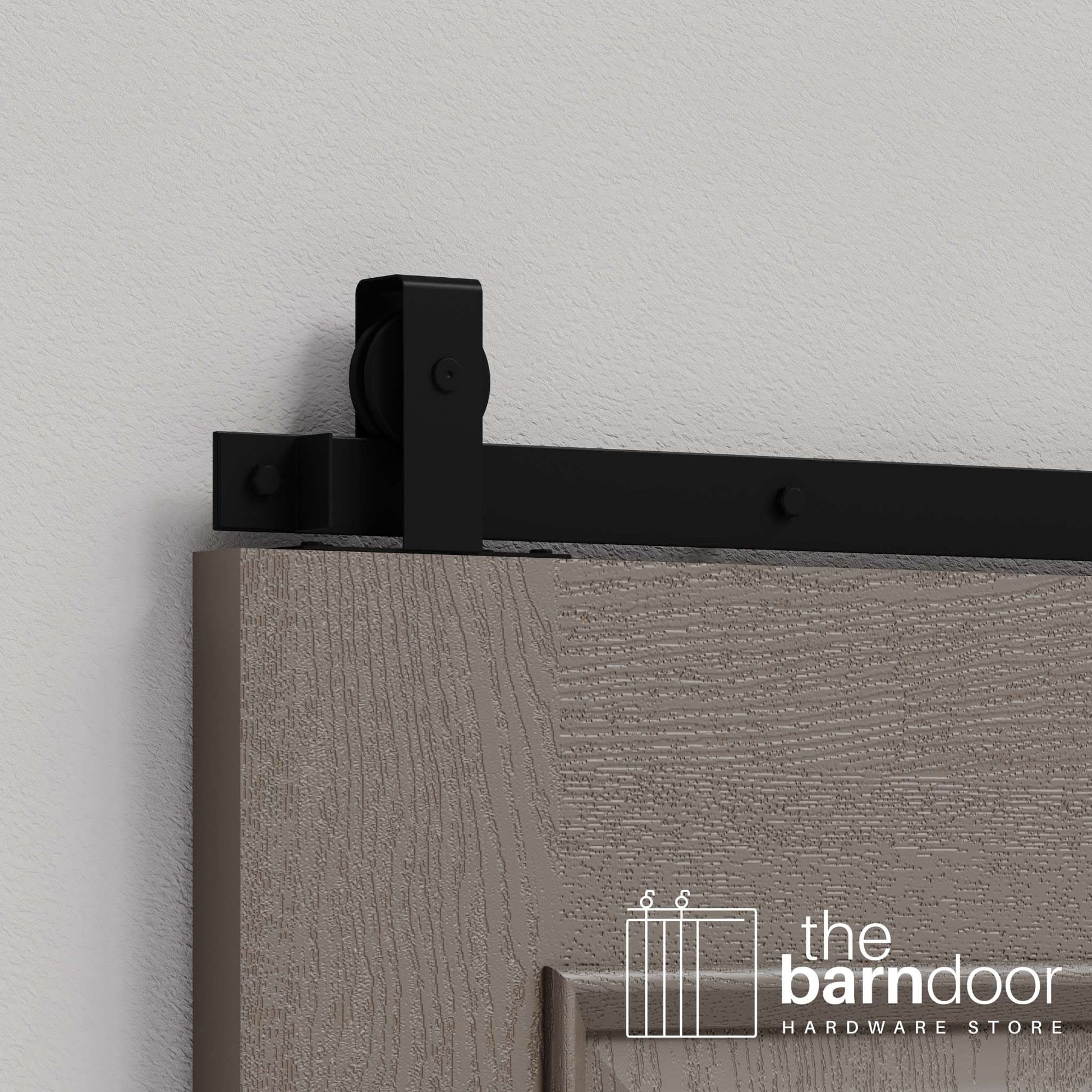 Black Flat Top Top Mount Heavy Duty Single Track Barn Door Hardware