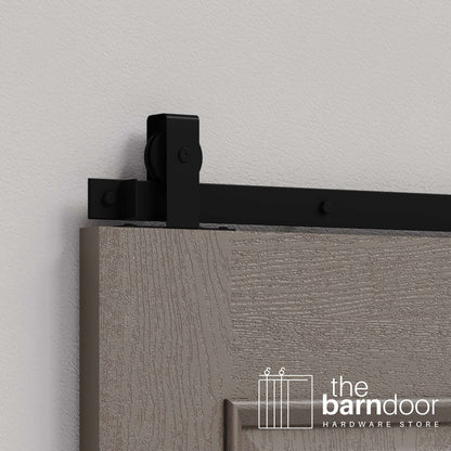 Black Flat Top Top Mount Heavy Duty Single Track Barn Door Hardware