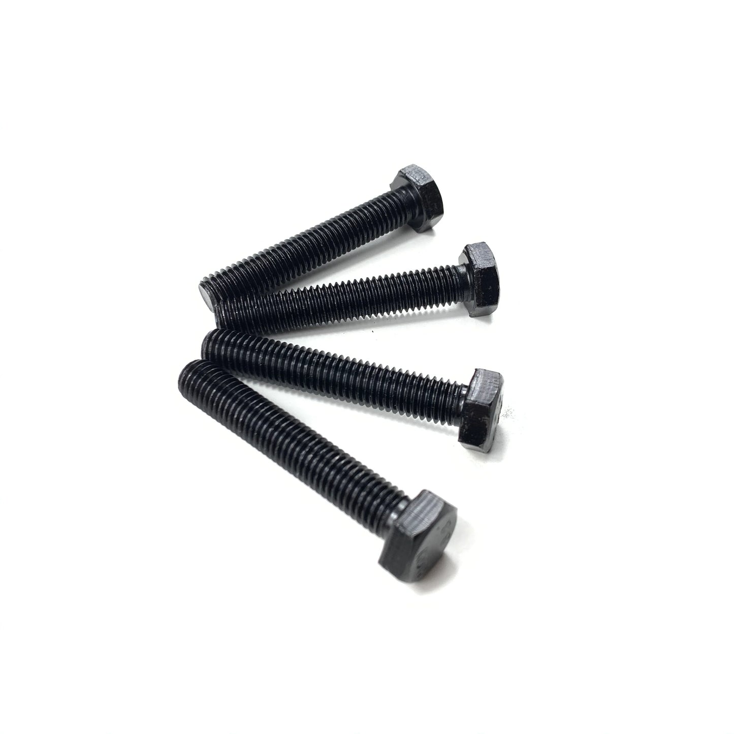 Black hex bolts for barn door hardware.