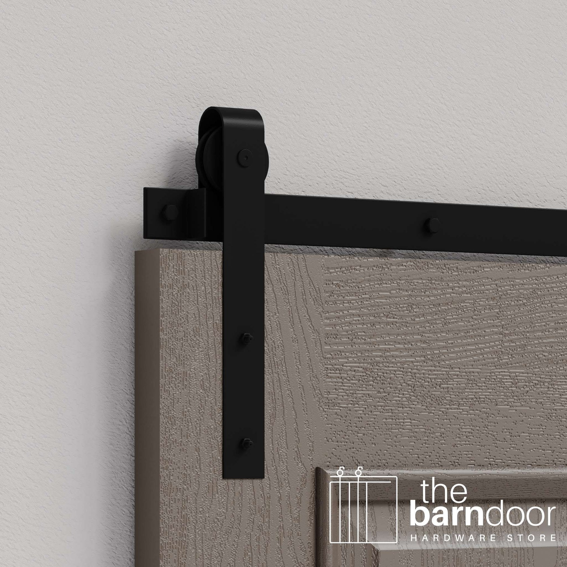 Black J Strap Heavy Duty Single Track Barn Door Hardware