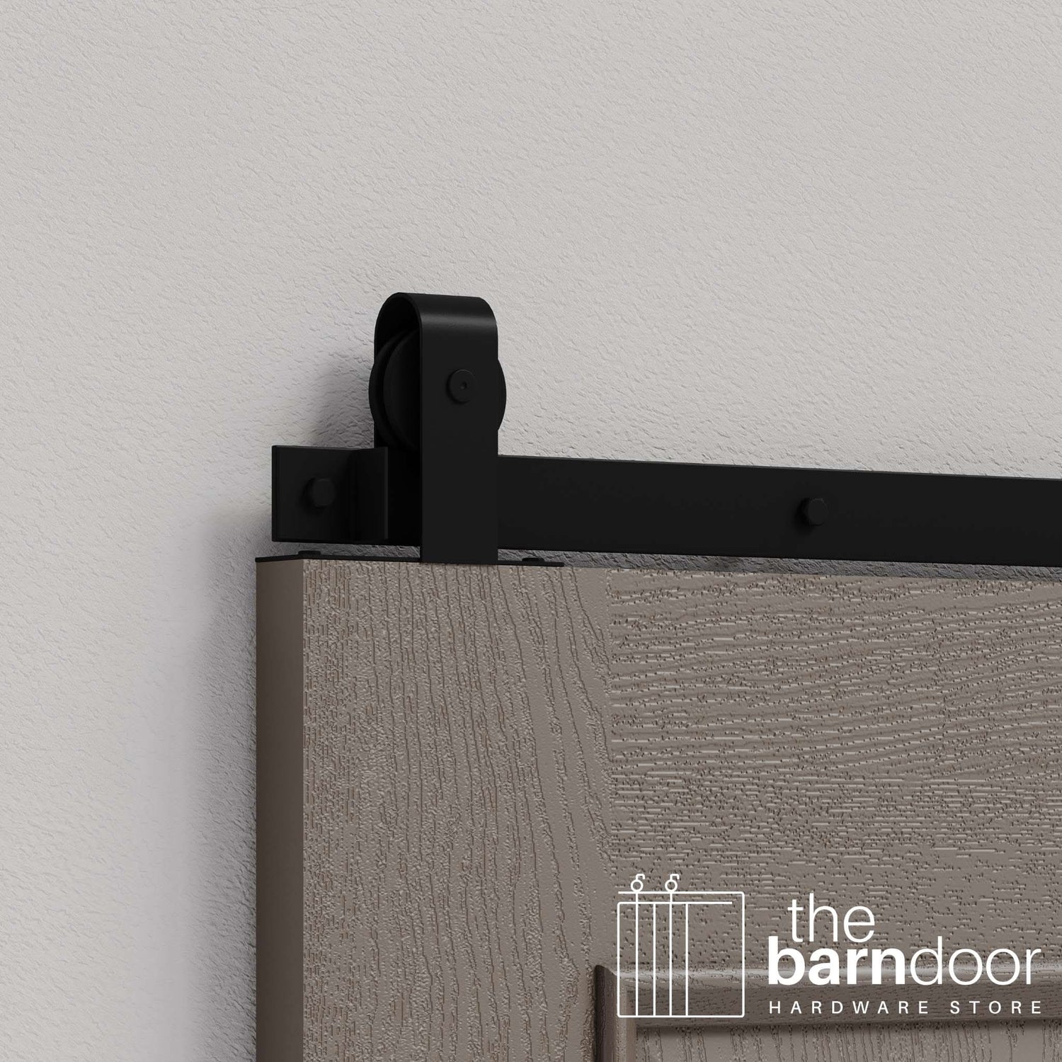 Black J Strap Top Mount Heavy Duty Single Track Barn Door Hardware