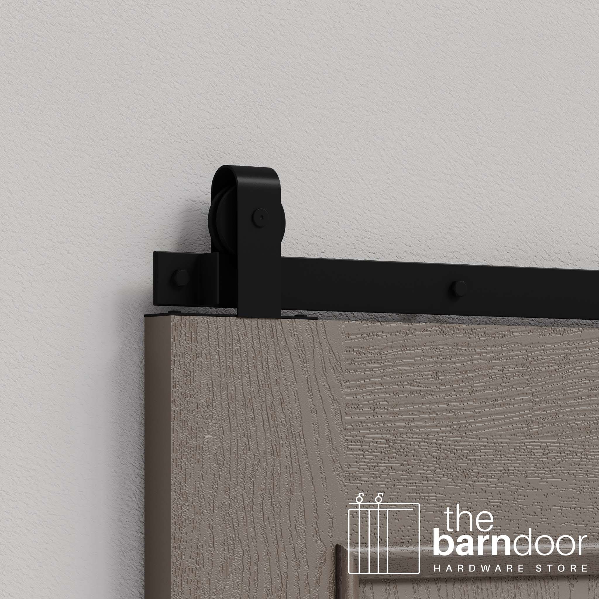 Black J Strap Top Mount Heavy Duty Single Track Barn Door Hardware