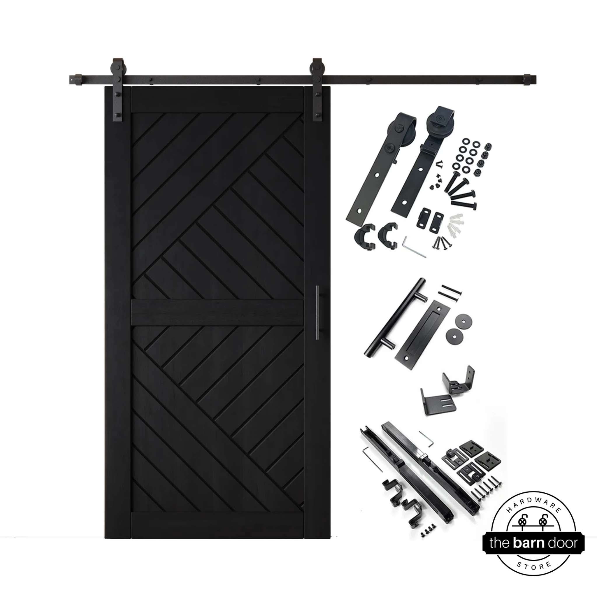 Black Patterned Single Barn Door Kit