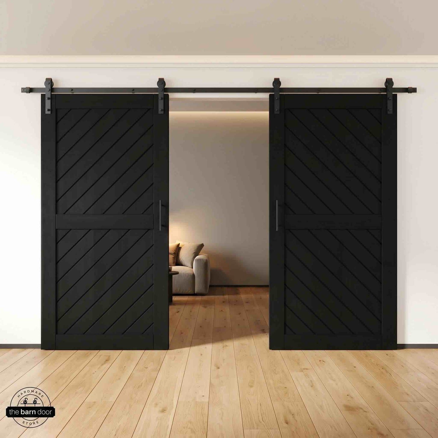 Black Slanted Double Barn Door