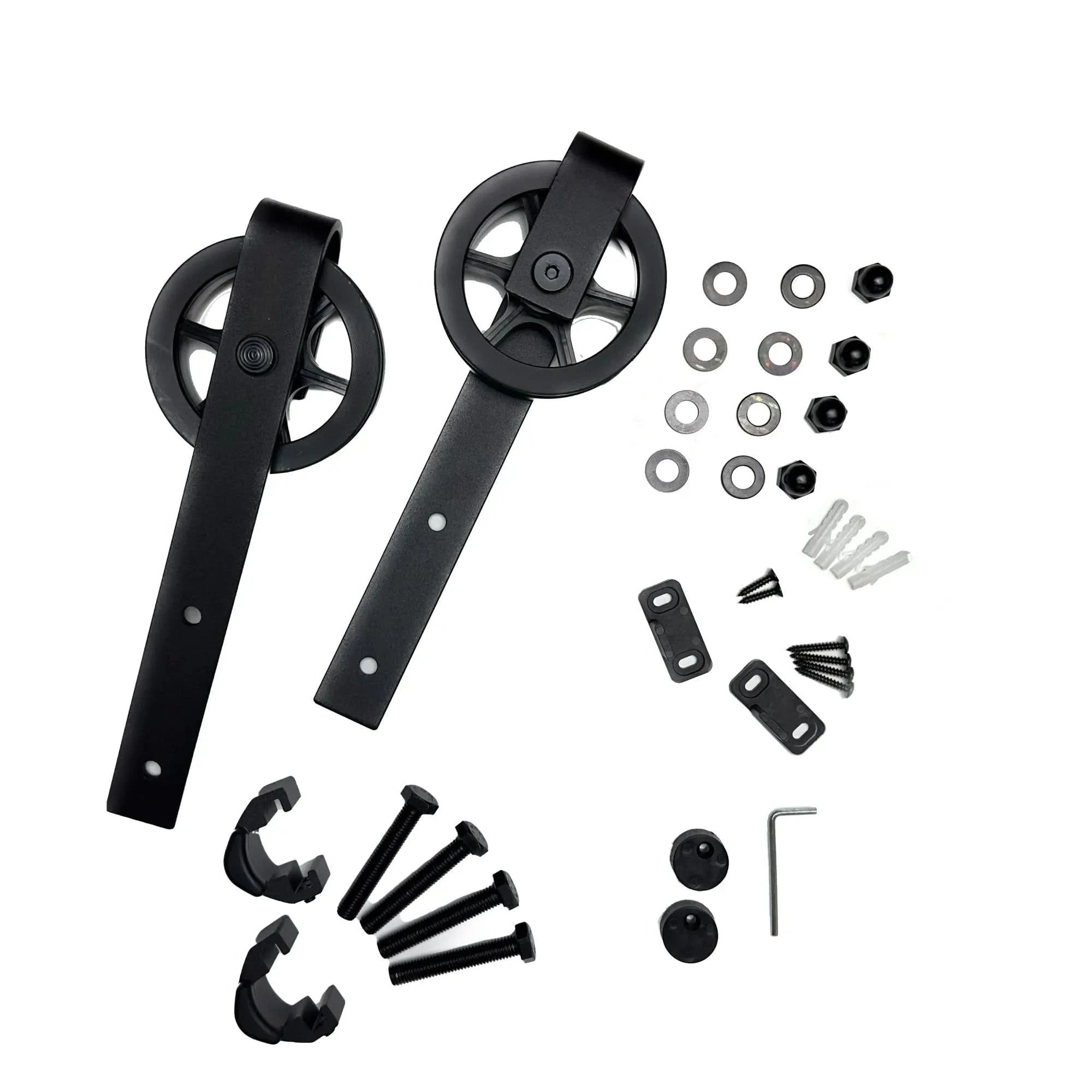 Spoke Wheel Barn Door Roller in Black