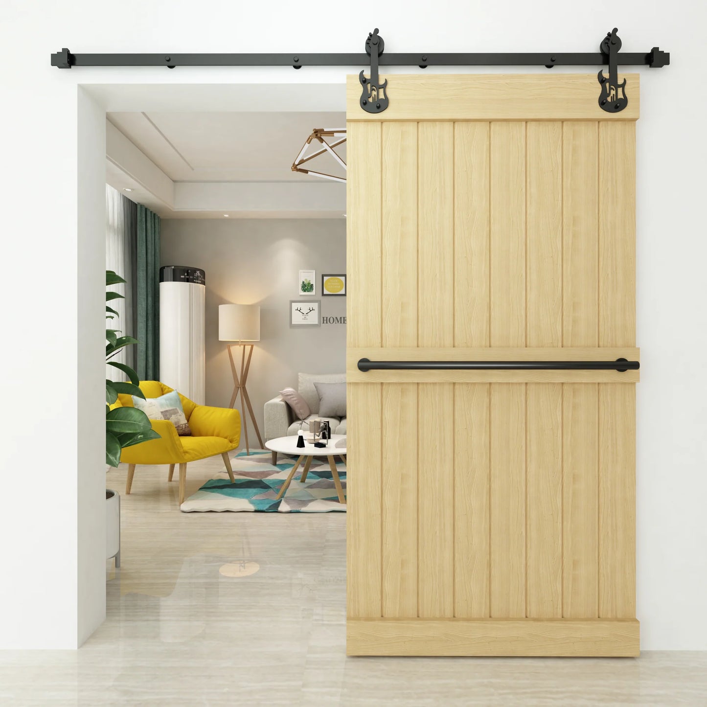 Black Guitar Barn Door Hardware