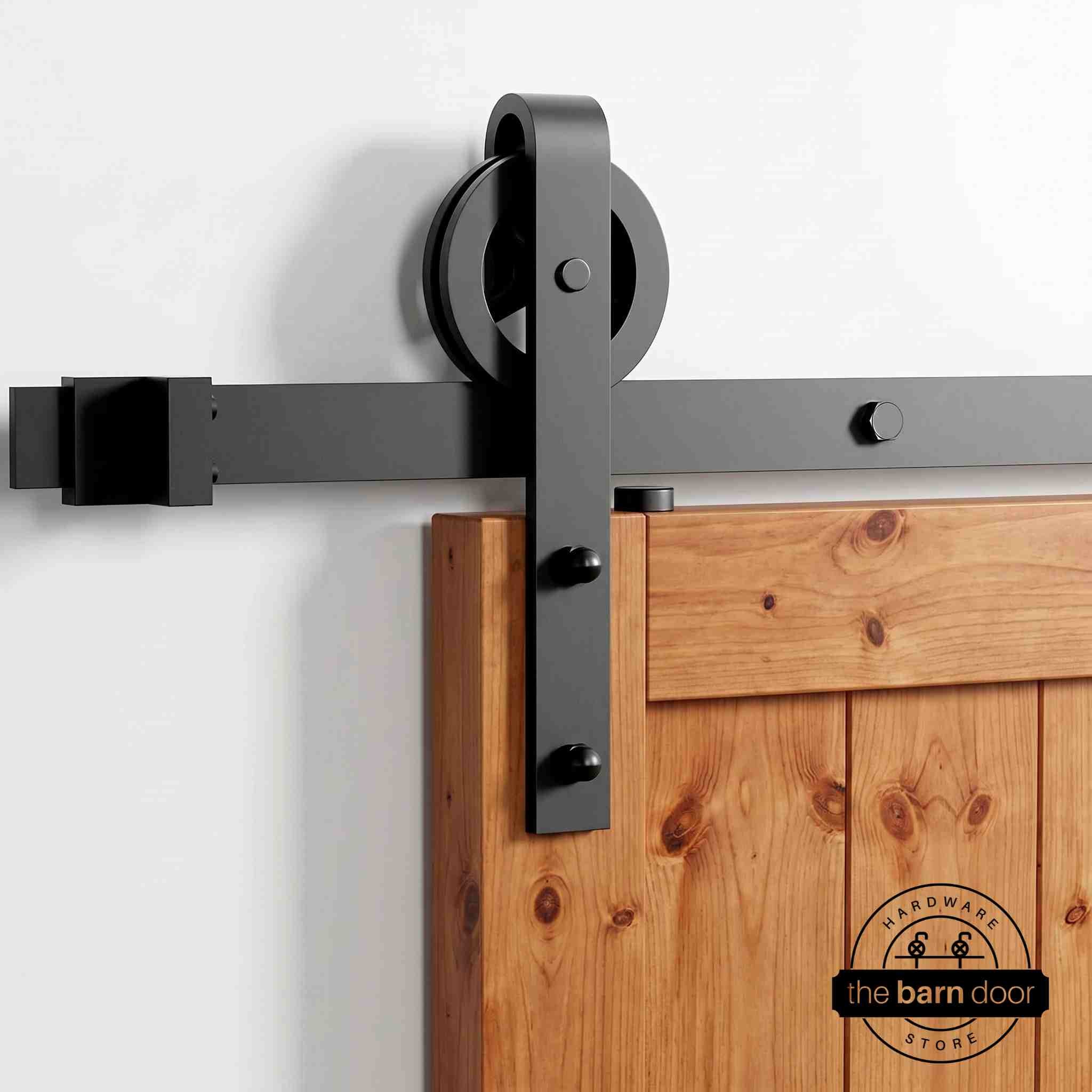 Black Spoke Wheel Barn Door Hardware Kit