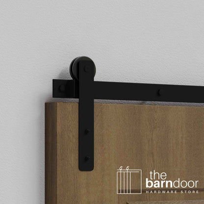 Black Straight Strap Single Track Barn Door Hardware