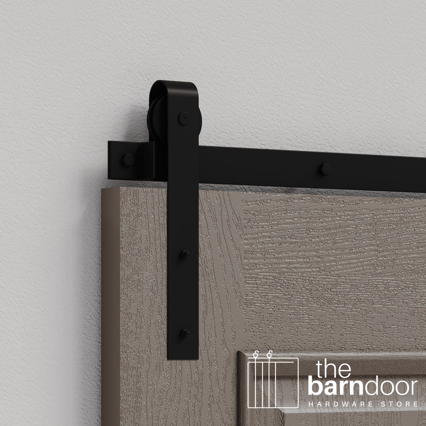 Black J Strap Heavy Duty Single Track Barn Door Hardware