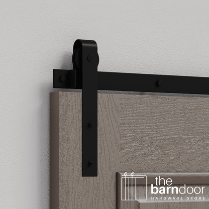 Black J Strap Heavy Duty Single Track Barn Door Hardware