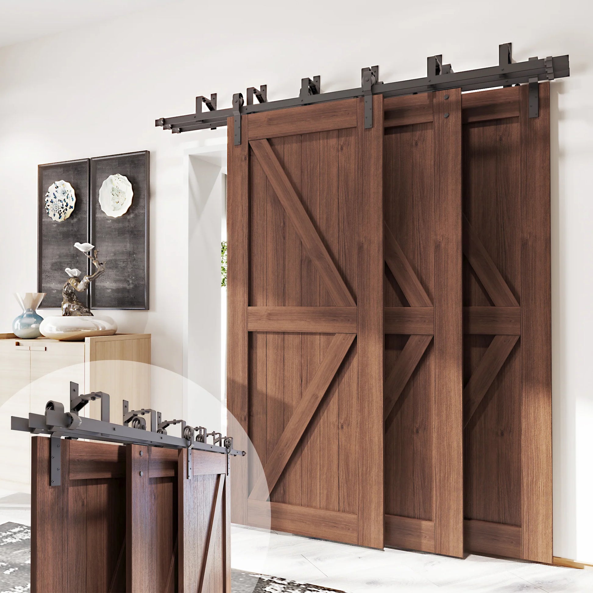 Triple Track Barn Door Hardware