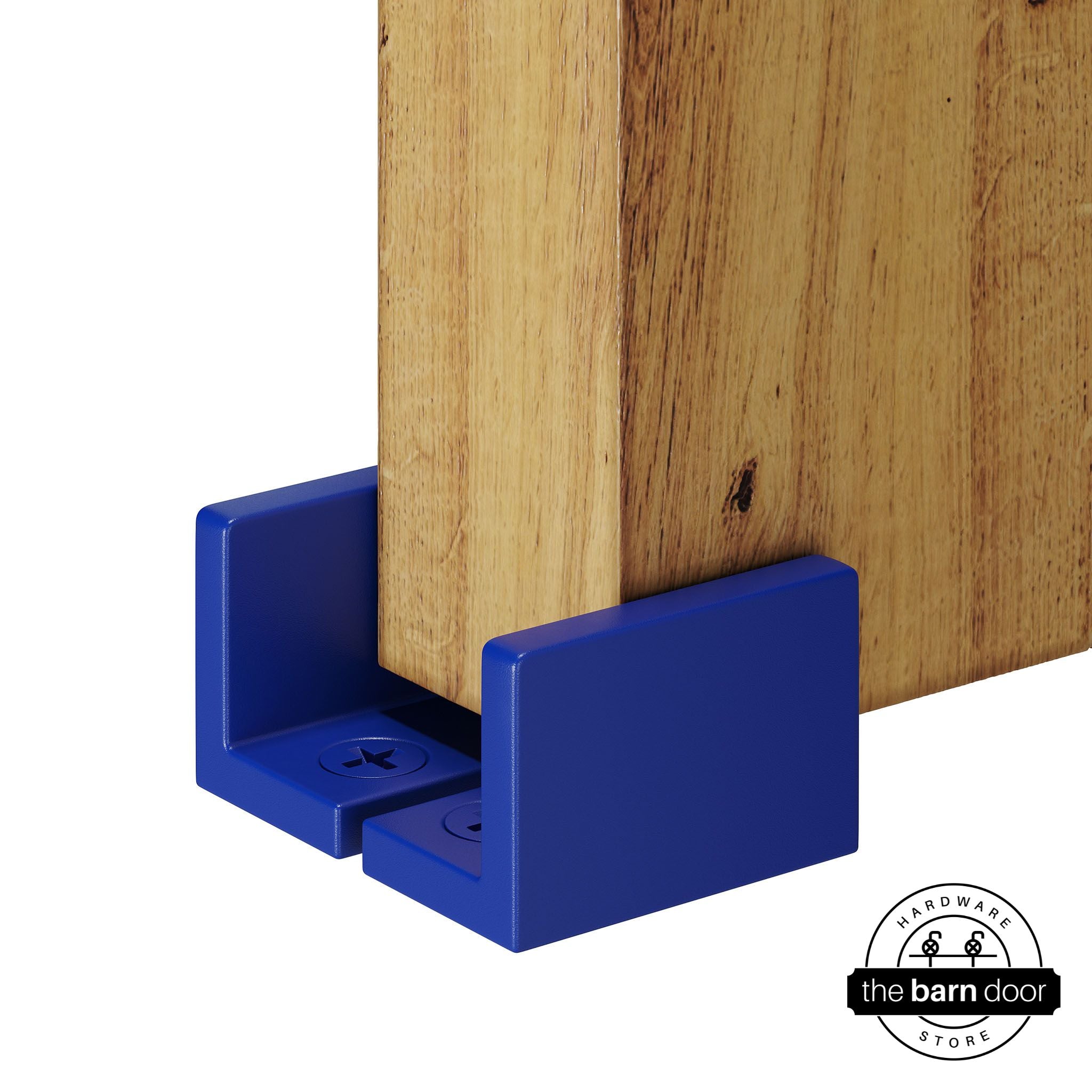 Blue ribbon barn door hardware adjustable u floor guide on a wooden door