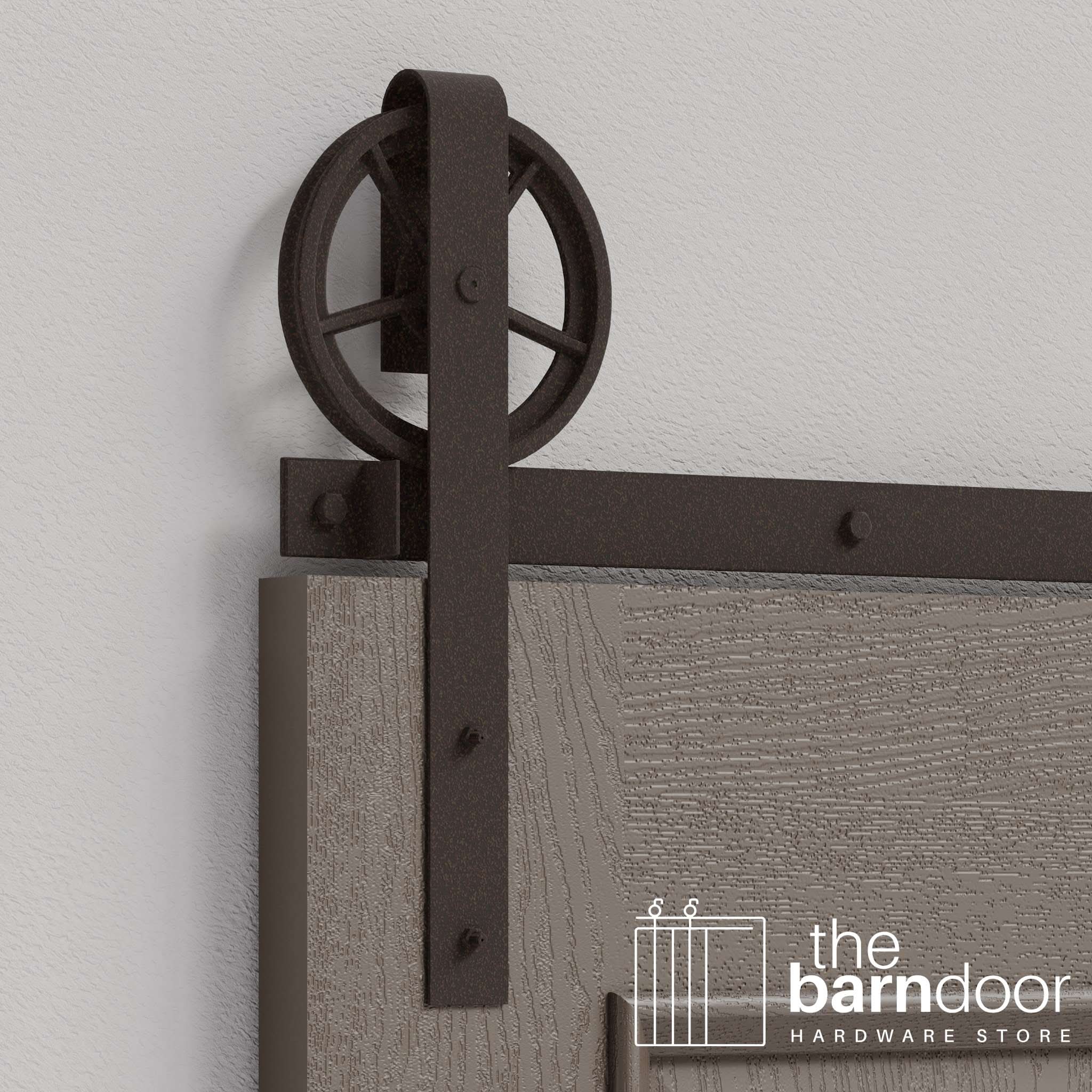 Bronze Wagon Wheel Heavy Duty Single Track Barn Door Hardware