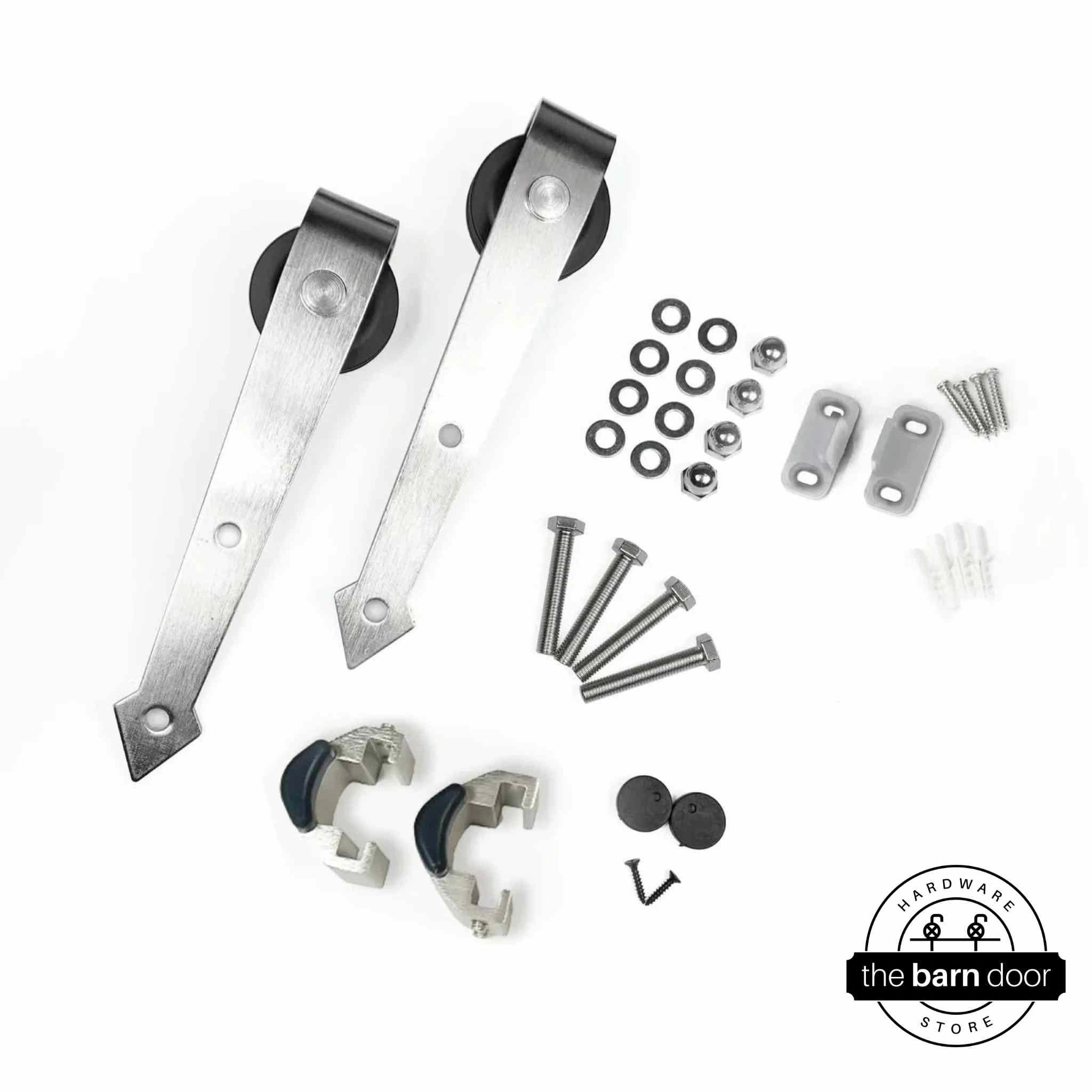Premium Brushed Nickel Barn Door Roller Set