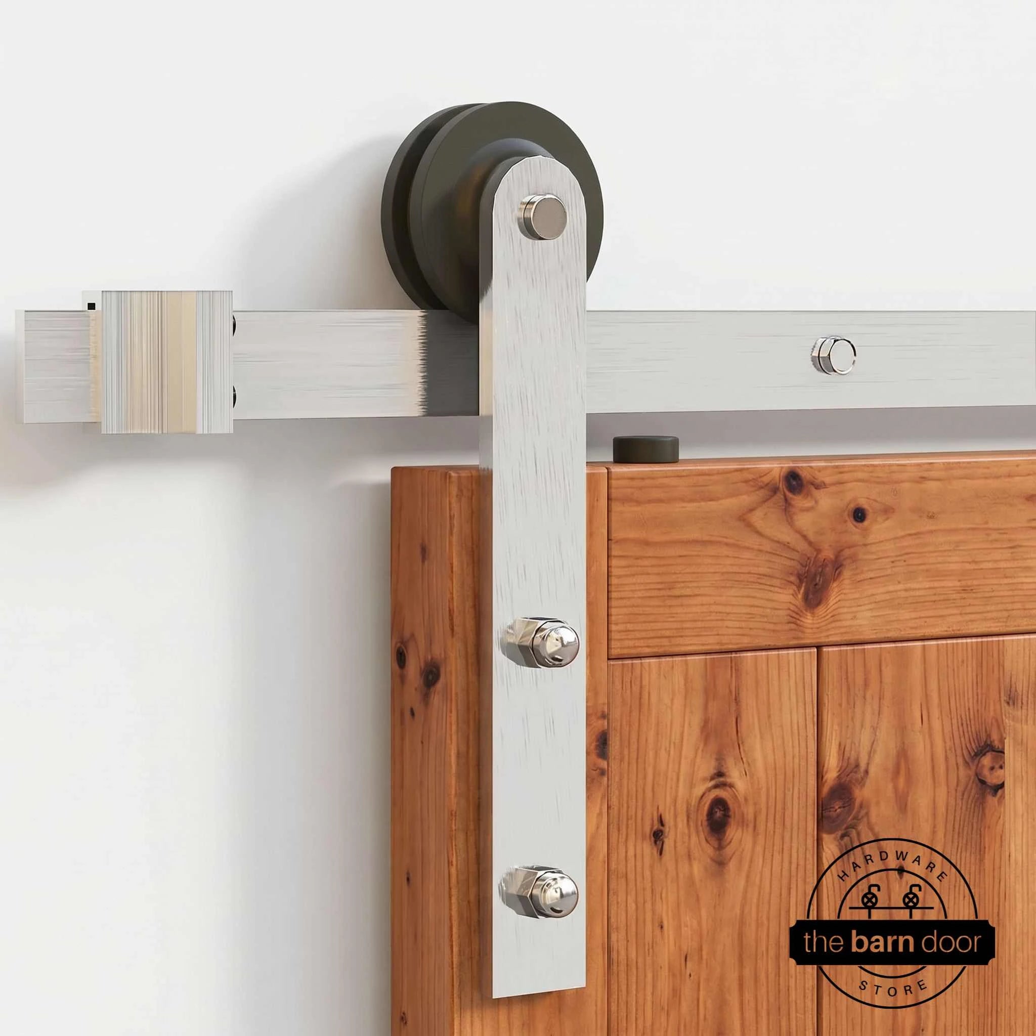 Straight Brushed Nickel Barn Door Hardware Kit