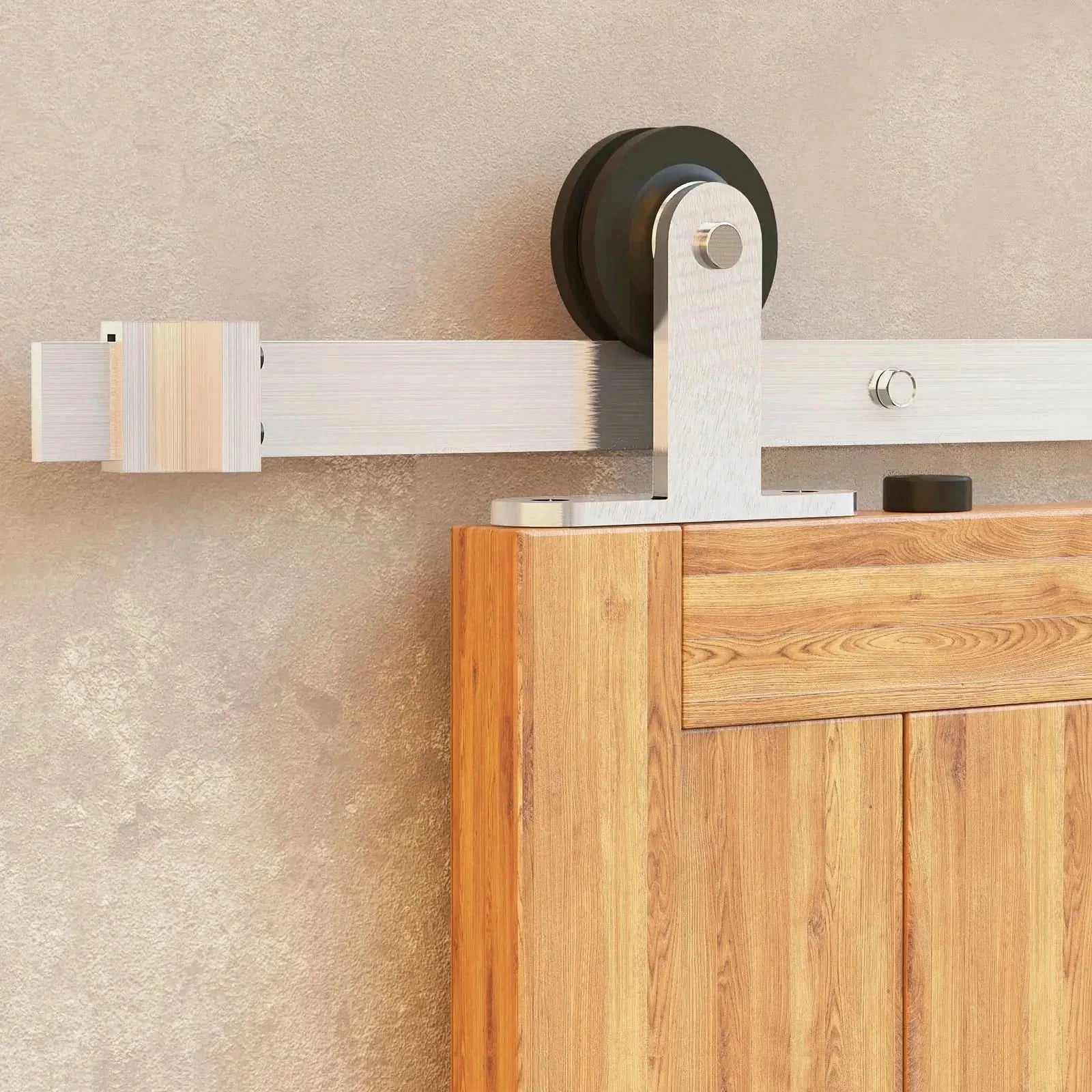 T-Shape Brushed Nickel Barn Door Hardware Kit