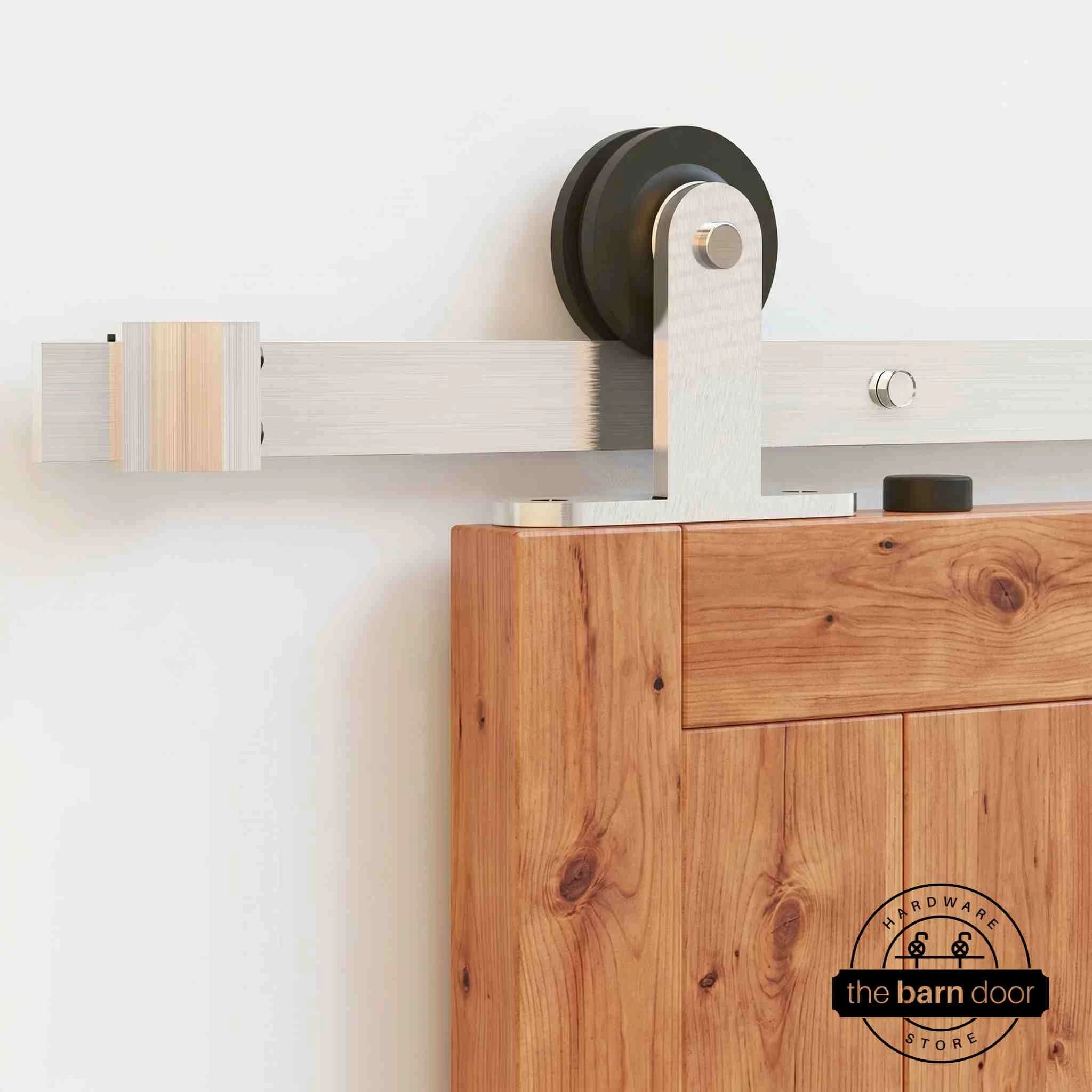 T-Shape Brushed Nickel Barn Door Hardware Kit