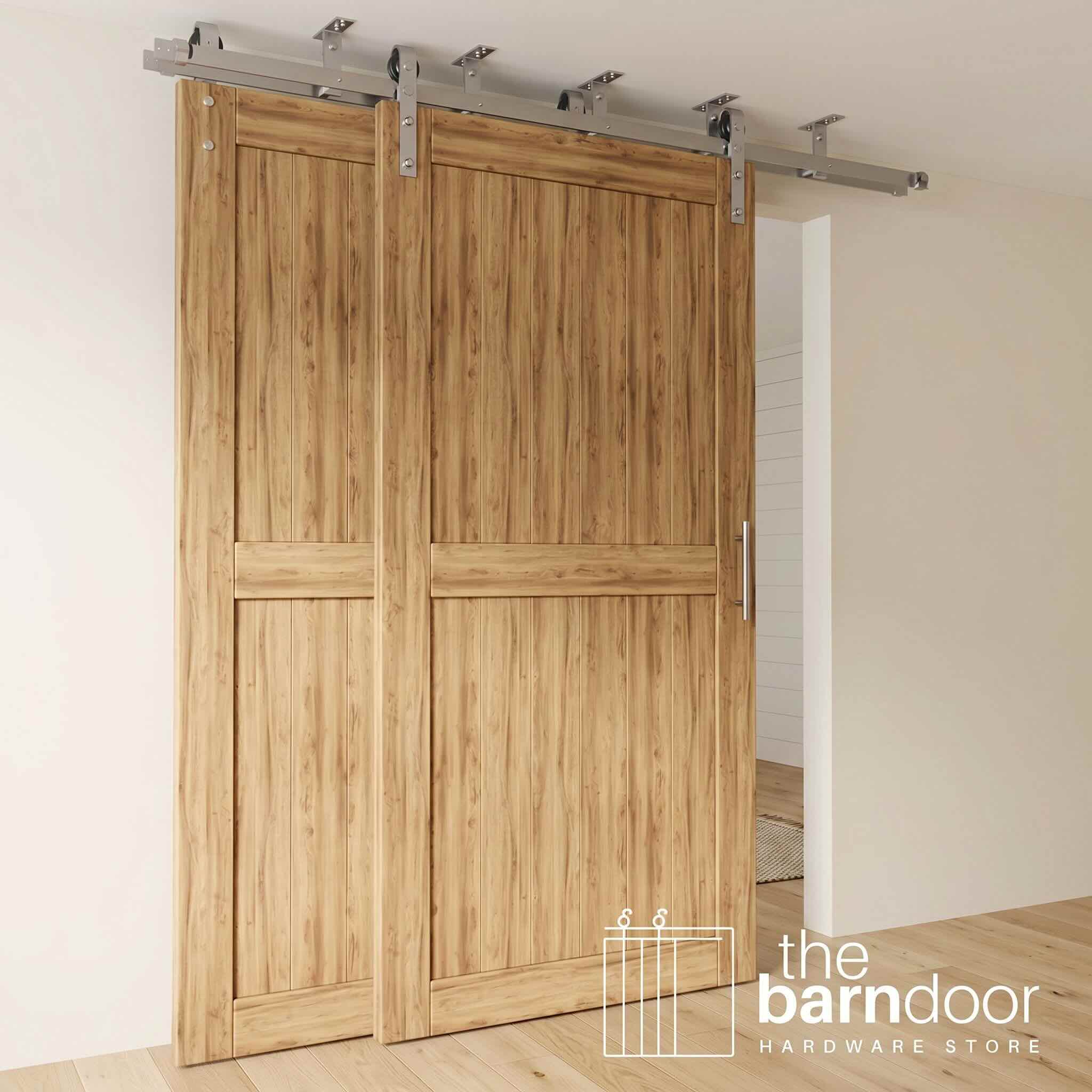 Ceiling Mounted Double Bypass Barn Door Hardware Kit