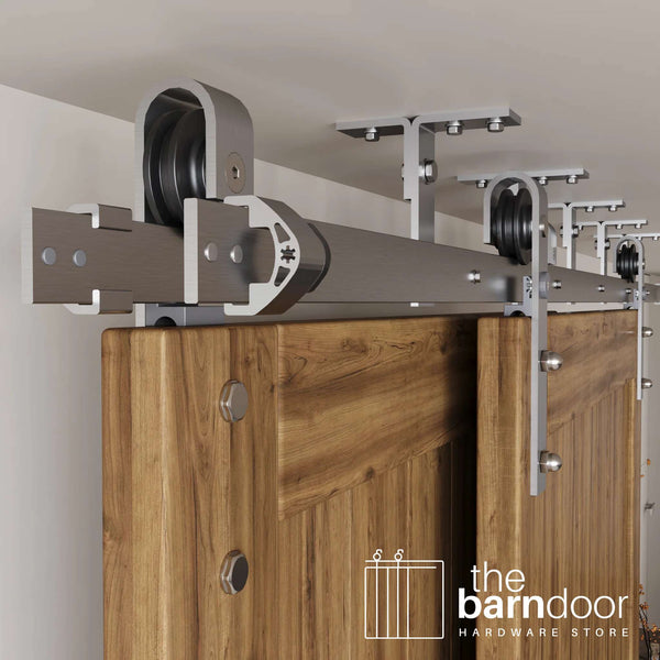 Ceiling Mounted Double Bypass Barn Door Hardware Kit