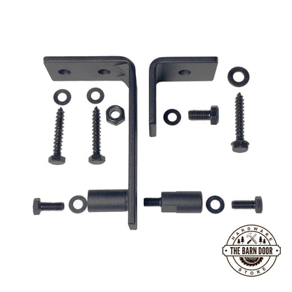 Double Track Bypass Ceiling Mounted Barn Door Hardware Kit | Classic Roller Design | Black