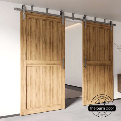 Ceiling Mount Brushed Nickel Barn Door Hardware